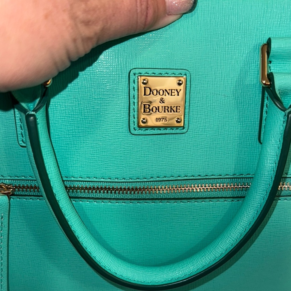 NWT Aqua Dooney & Bourke Zip Satchel & Shoulder Strap - Picture 2 of 11